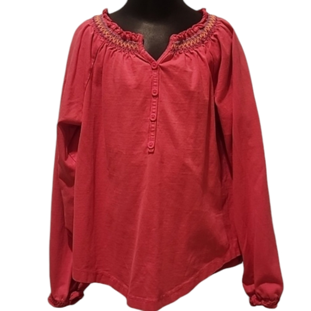 Hanna Andersson Pink Smocked Long Sleeve T Shirt 130